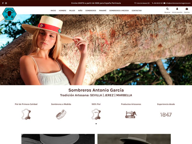 diseño tienda online antonio garcia sombreros